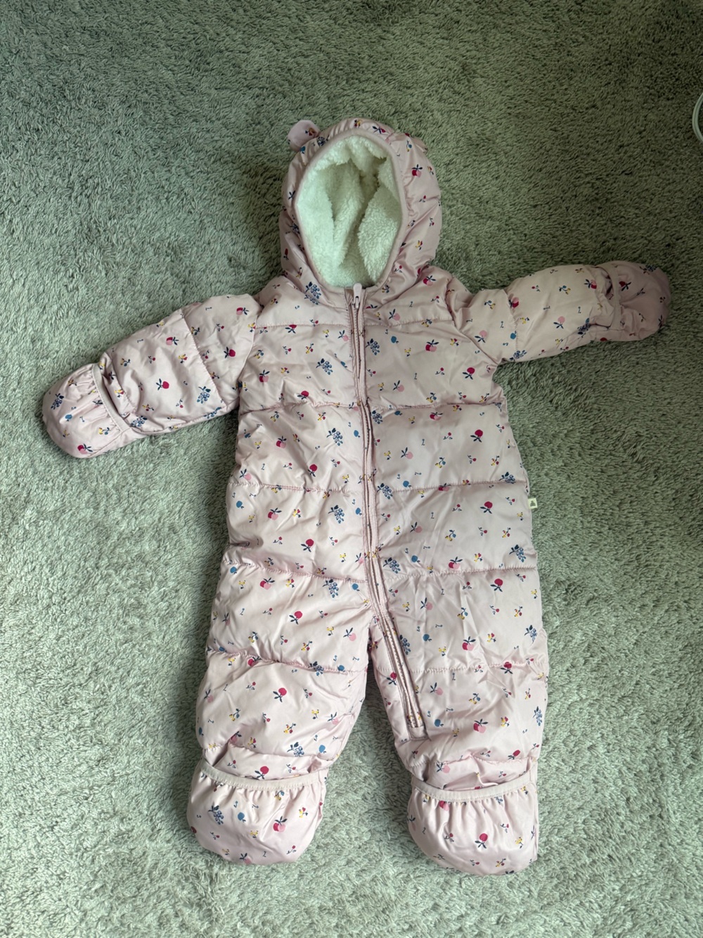 GAP Light Pink Floral Hooded Puffer One-Piece